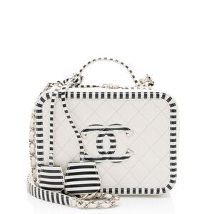 Chanel Caviar Leather CC Filigree Medium Vanity Case